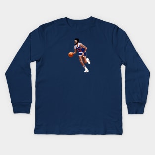 Walt Frazier Pixel Dribble Kids Long Sleeve T-Shirt